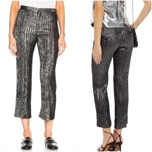Isabel Marant Dansley Party Black Silk Lame Metallic Trouser